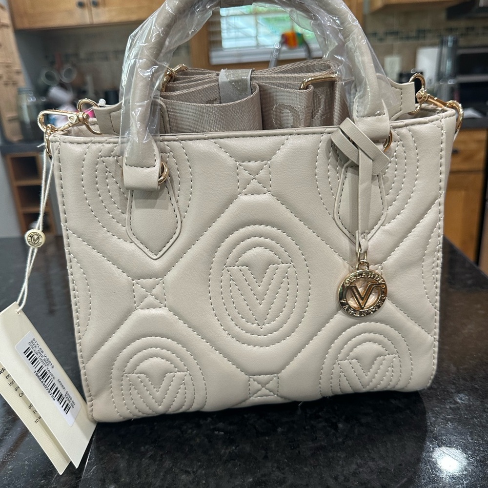 Valentino Orlandi Quilted Taupe Shoulder Bag